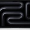 Apple 14-inch MacBook Pro: Apple M4 Pro chip with 12-core CPU and 16-core GPU, 24GB, 512GB SSD – Silver – widok frontowy w kolorze srebrnym