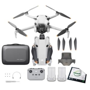 DJI Mini 4 Pro (RC-N2) + Walizka Pgytech + Dodatkowy Akumulator – widok frontowy w kolorze szarym