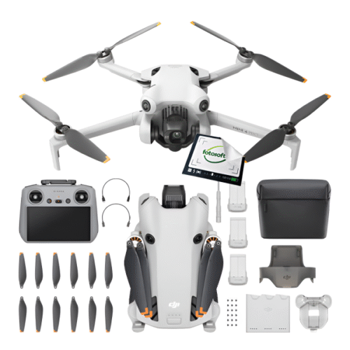 DJI Mini 4 Pro (RC-2) Fly More Combo – widok frontowy w kolorze szaro-grafitowym