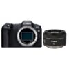 Canon EOS R8 + RF 50mm f/1.8 STM – widok frontowy w kolorze czarnym