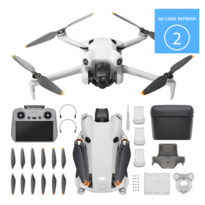 DJI Mini 4 Pro (RC-2) Fly More Combo + Care 2 Lata – widok frontowy w kolorze szarym