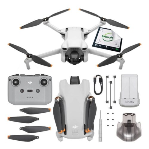 Dron DJI Mini 3 (RC-N1) – widok frontowy w kolorze szarym