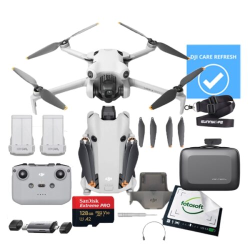 DJI Mini 4 Pro (RC-N2) ZESTAW PRO – widok frontowy w kolorze szarym