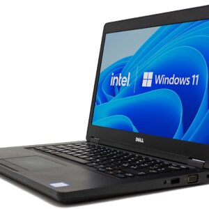 Notebook DELL Latitude 5480 Core i5 | Windows 11 Pro Display 14" Full HD | 16 GB RAM SSD M.2 256 GB | TypeC USB3 kamera internetowa HDMI Business Laptop (odnowiony) – widok frontowy w kolorze czarnym