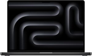 MacBook Pro M4 Pro – widok frontowy w kolorze gwiezdna czerń