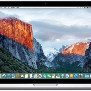 Apple MacBook Pro 33.0 cm (Retina początek 2015) – Core i5 2,7 GHz, 8 GB RAM, 128 GB SSD (odnowiony) – widok frontowy w kolorze srebrnym