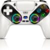 RGB Wireless Controller for PS5, Compatible with PS5 Pro/Slim/PC, Bluetooth Gamepad with Back Paddles, LED Lighting, Marco, Turbo, Dual Vibration, 6-Axis Sensor, 3.5mm Audio Jack, Touchpad - White