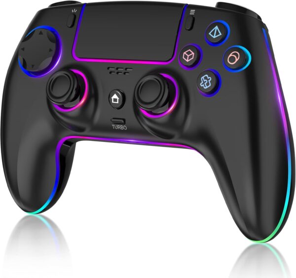 61CHVAQ014L._AC_SL1500_ Wireless Pro Controller For PS-5/PC/MAC/iOS/Android/Steam Deck, Gamepad with 7 Variable Color RGB Lights/Hall Effect Joystick/Dual Vibration/Turbo/Programmable/Headset Jack/Touchpad/1500 mAh Battery