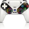 RGB Wireless Controller for PS5, Compatible with PS5 Pro/Slim/PC, Bluetooth Gamepad with Back Paddles, LED Lighting, Marco, Turbo, Dual Vibration, 6-Axis Sensor, 3.5mm Audio Jack, Touchpad - White