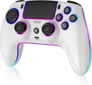 Wireless Pro Controller For PS-5/PC/MAC/iOS/Android/Steam Deck, Gamepad with 7 Variable Color RGB Lights/Hall Effect Joystick/Dual Vibration/Turbo/Programmable/Headset Jack/Touchpad/1500 mAh Battery