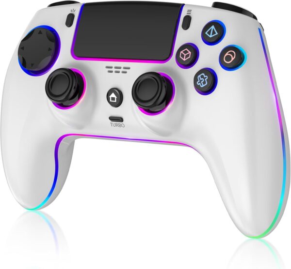 61Op7kgdRL._AC_SL1500_ Wireless Pro Controller For PS-5/PC/MAC/iOS/Android/Steam Deck, Gamepad with 7 Variable Color RGB Lights/Hall Effect Joystick/Dual Vibration/Turbo/Programmable/Headset Jack/Touchpad/1500 mAh Battery