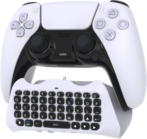 Controller Keyboard Keypad Compatible with PS5/PS5 Pro-Wireless Bluetooth Game Chatpad Keyboard, 47 Keys Keypad-Built-In Speaker &3.5mm Headset Audio Jack Compatible with DualSense Wireless Controller