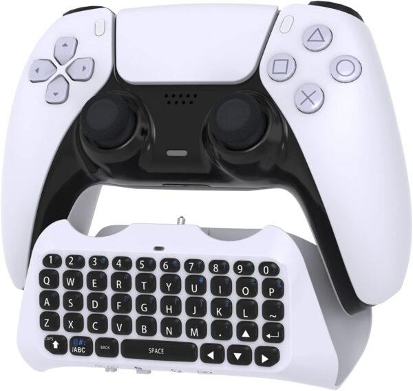 Controller Keyboard Keypad Compatible with PS5/PS5 Pro-Wireless Bluetooth Game Chatpad Keyboard, 47 Keys Keypad-Built-In Speaker &3.5mm Headset Audio Jack Compatible with DualSense Wireless Controller