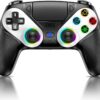 RGB Wireless Controller for PS5, Compatible with PS5 Pro/Slim/PC, Bluetooth Gamepad with Back Paddles, LED Lighting, Marco, Turbo, Dual Vibration, 6-Axis Sensor, 3.5mm Audio Jack, Touchpad - White