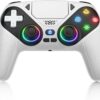 RGB Wireless Controller for PS5, Compatible with PS5 Pro/Slim/PC, Bluetooth Gamepad with Back Paddles, LED Lighting, Marco, Turbo, Dual Vibration, 6-Axis Sensor, 3.5mm Audio Jack, Touchpad - White