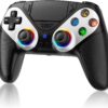 RGB Wireless Controller for PS5, Compatible with PS5 Pro/Slim/PC, Bluetooth Gamepad with Back Paddles, LED Lighting, Marco, Turbo, Dual Vibration, 6-Axis Sensor, 3.5mm Audio Jack, Touchpad - White
