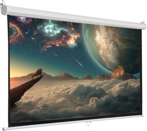 Ekran Projekcyjny INMOZATA 100 cali (203x152cm) – Ręcznie Rozwijany, Montaż Sufit/Ściana, Format 4:3, Matowa Biel