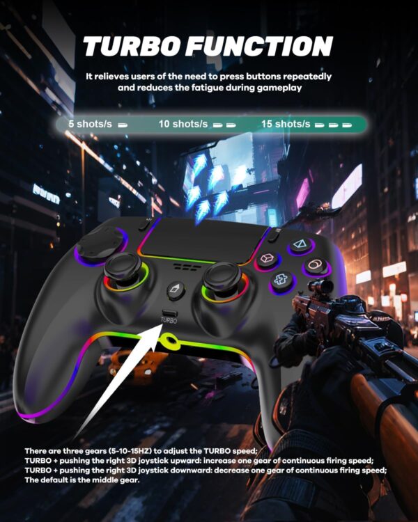 71hEXwiQlPL._AC_SL1500_ Wireless Pro Controller For PS-5/PC/MAC/iOS/Android/Steam Deck, Gamepad with 7 Variable Color RGB Lights/Hall Effect Joystick/Dual Vibration/Turbo/Programmable/Headset Jack/Touchpad/1500 mAh Battery