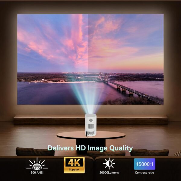 71hPOeZMaL._AC_SL1500_ Mini Projektor Przenośny WiFi 6, Bluetooth – Obsługa 4K, Rozdzielczość 1080P, Auto Korekcja Keystone