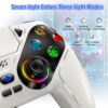 RGB Wireless Controller for PS5, Compatible with PS5 Pro/Slim/PC, Bluetooth Gamepad with Back Paddles, LED Lighting, Marco, Turbo, Dual Vibration, 6-Axis Sensor, 3.5mm Audio Jack, Touchpad - White