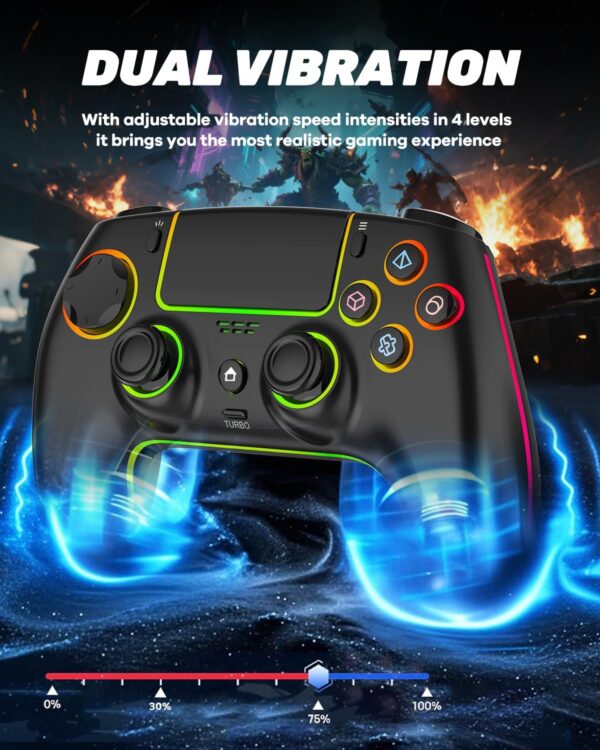 71nE7pWOsaL._AC_SL1500_ Wireless Pro Controller For PS-5/PC/MAC/iOS/Android/Steam Deck, Gamepad with 7 Variable Color RGB Lights/Hall Effect Joystick/Dual Vibration/Turbo/Programmable/Headset Jack/Touchpad/1500 mAh Battery