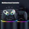 RGB Wireless Controller for PS5, Compatible with PS5 Pro/Slim/PC, Bluetooth Gamepad with Back Paddles, LED Lighting, Marco, Turbo, Dual Vibration, 6-Axis Sensor, 3.5mm Audio Jack, Touchpad - White