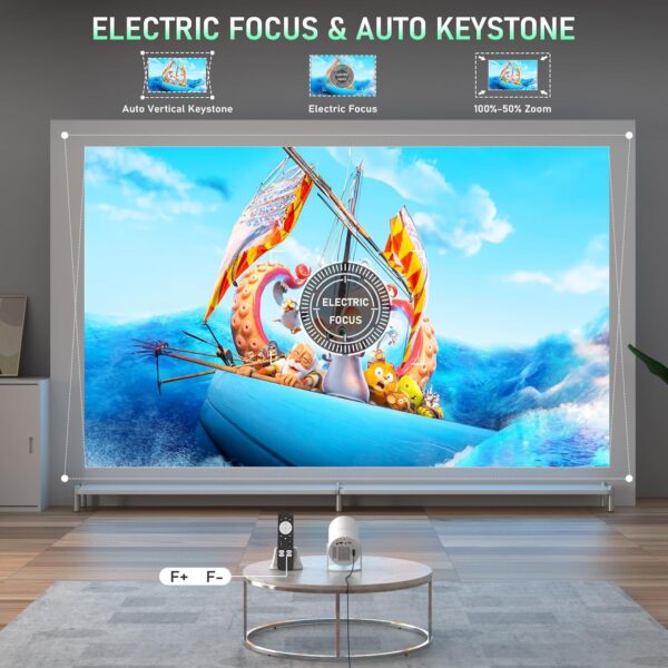 [Official Netflix & 16000L Electric Focus] Mini Projector – WiFi & Bluetooth, XuanPad 1080P Supported, Portable Projector with 210° Rotatable Stand, Auto Keystone, Dust Removal & Cooling Design