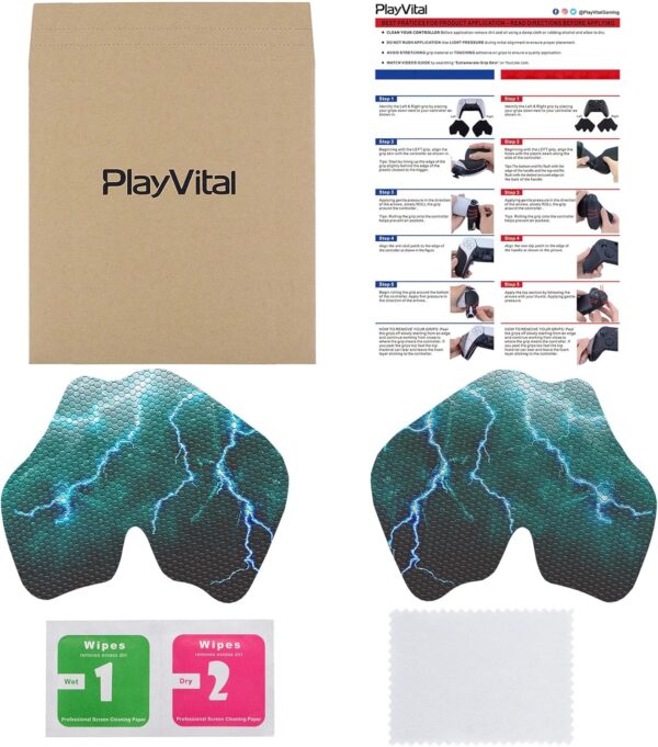eXtremeRate PlayVital Anti-Skid Sweat-Absorbent Controller Grip for ps5 Controller,Professional Textured Soft Rubber Pads Handle Grips for ps5 Controller
