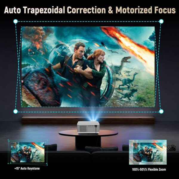 81JNtVeICL._AC_SL1500_ Mini Projektor Przenośny WiFi 6, Bluetooth – Obsługa 4K, Rozdzielczość 1080P, Auto Korekcja Keystone