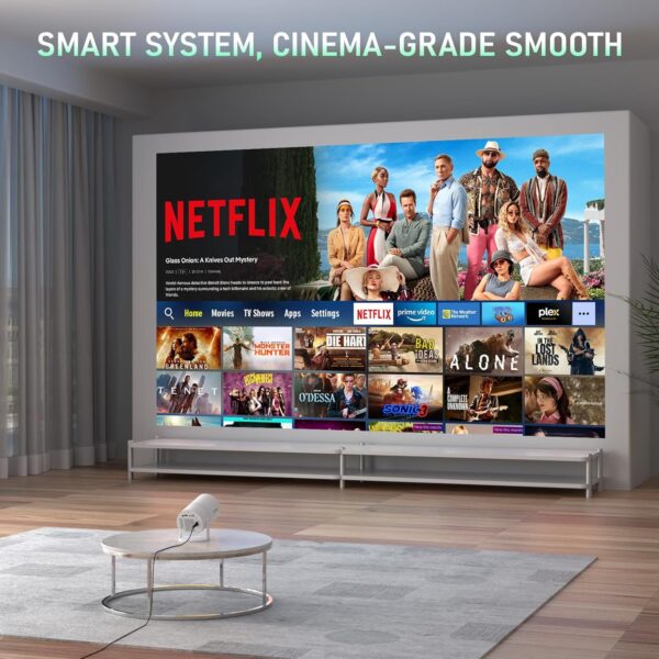 [Official Netflix & 16000L Electric Focus] Mini Projector – WiFi & Bluetooth, XuanPad 1080P Supported, Portable Projector with 210° Rotatable Stand, Auto Keystone, Dust Removal & Cooling Design