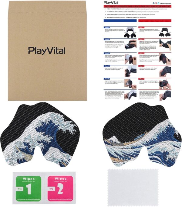 eXtremeRate PlayVital Anti-Skid Sweat-Absorbent Controller Grip for ps5 Controller,Professional Textured Soft Rubber Pads Handle Grips for ps5 Controller