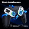 RGB Wireless Controller for PS5, Compatible with PS5 Pro/Slim/PC, Bluetooth Gamepad with Back Paddles, LED Lighting, Marco, Turbo, Dual Vibration, 6-Axis Sensor, 3.5mm Audio Jack, Touchpad - White